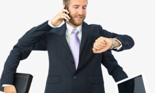 business man multi tasking