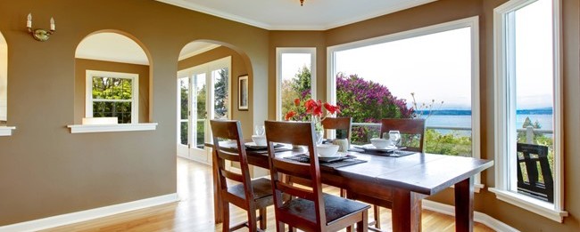 beautiful dining room with view
