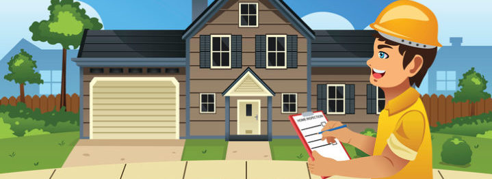 home inspector in front of a house