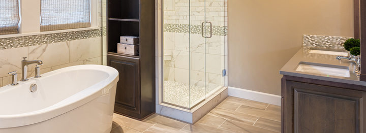 Bathroom in Luxury Home: Bathtub and Shower