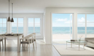 Sea view living room, dining room and kitchen, Beach house