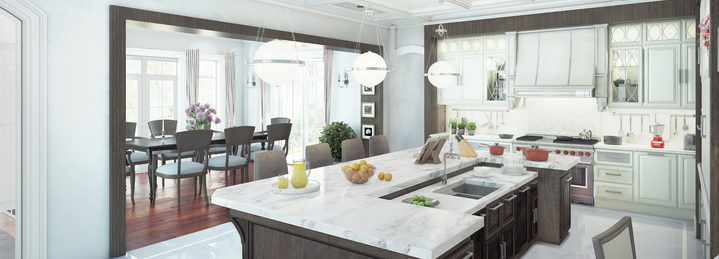 Luxury kitchen interior. 3d illustration
