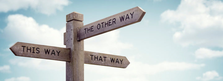 Which way to go road sign