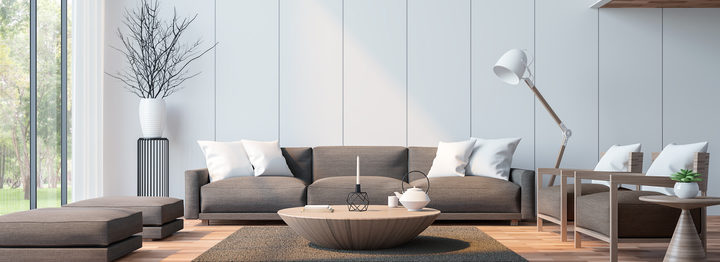 Modern living room with mezzanine 3d rendering image