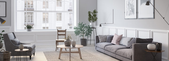 Modern scandinavian living room interior - 3d render