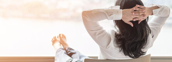 Simple life style relaxation with Asian working business woman healthy lifestyle take it easy resting in comfort hotel or home living room having free time with peace of mind and self health balance