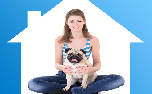 girl and dog in katy texas home