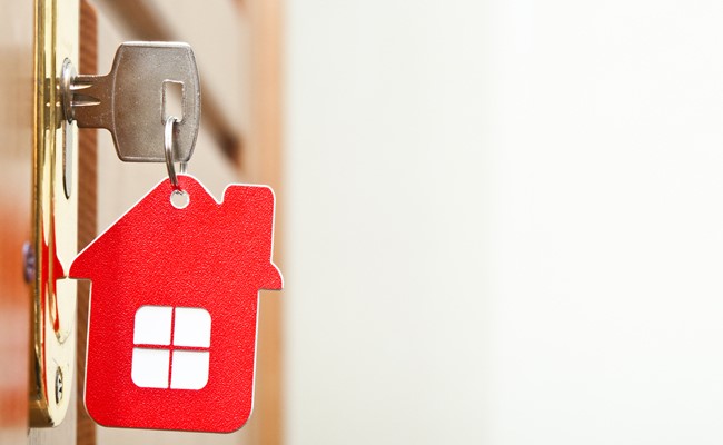 red residential house key